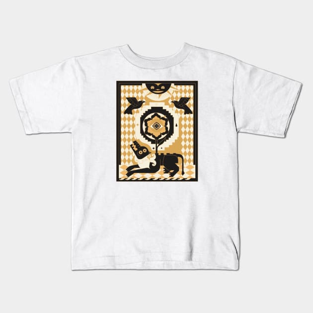 Esoteric Dog, Flower and Sun Kids T-Shirt by yoaz